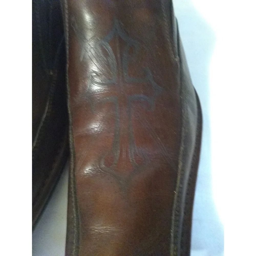 Aldo Men's Leather Dress Shoes Loafers Size US 8.5 EU 42 Brown Etched‎ Cross